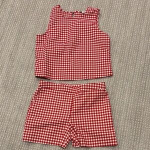Jules & Leopold Red and White Gingham Shorts Set